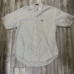 Faconnable Plaid Gingham Yellow, Blue, White Button Down Men’s Shirt Size M